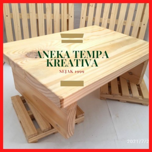 Bangku Jongkok Kayu/Bangku Kecil/Dingklik Kayu Pinus/Jati Belanda Natural - Bangku Kursi Kayu Jongko