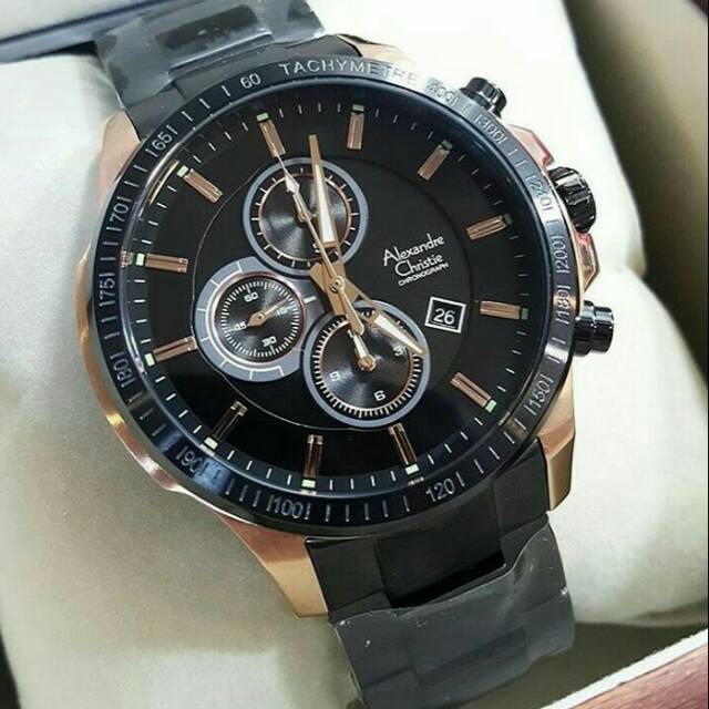 JAM TANGAN PRIA ALEXANDRE CHRISTIE AC 6352 ROSEGOLD BLACK