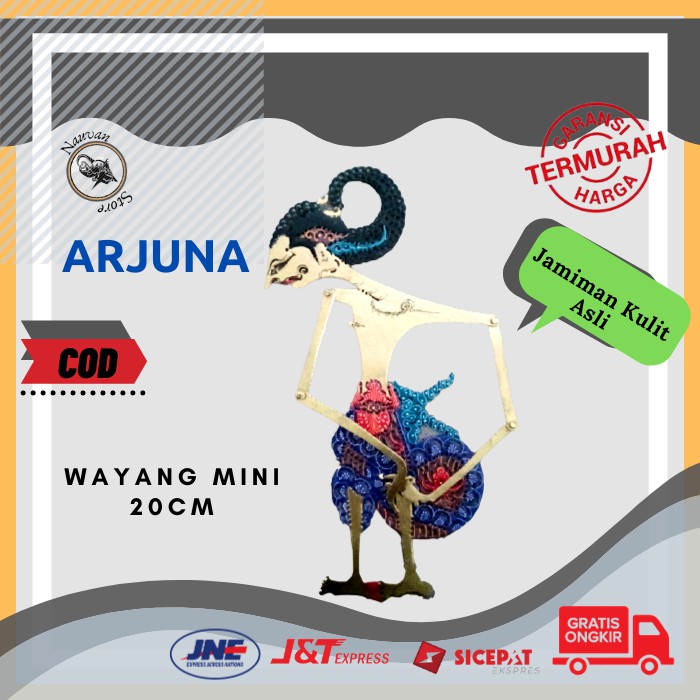Wayang Mini / WAyang Kulit Asli Murah Tokoh Arjuna 20cm