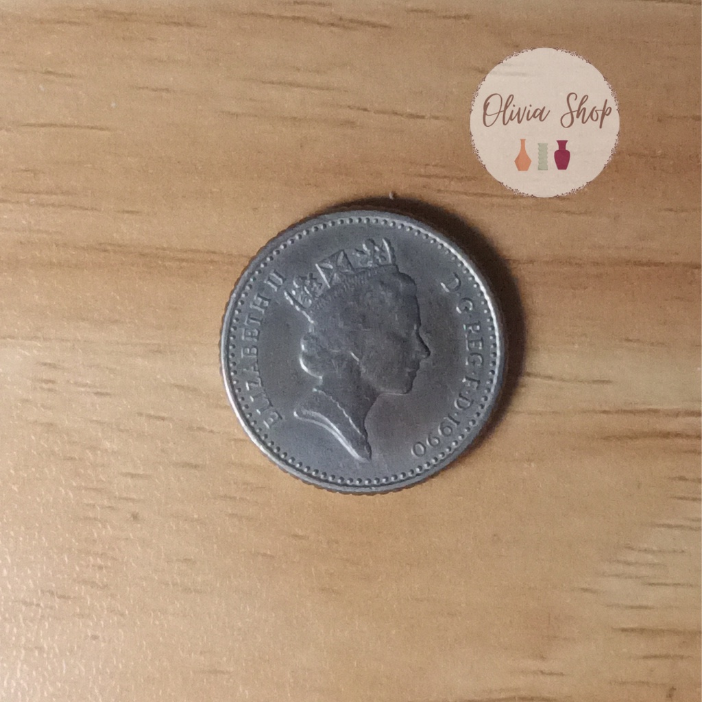 Koin Logam Kuno 5 Pence Ratu Elizabeth II Kuno Jadul Antik