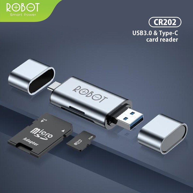 ROBOT Card Reader CR202 2 in 1 USB 3.0 Type-C OTG Memory Card Adapter CR102 CR302