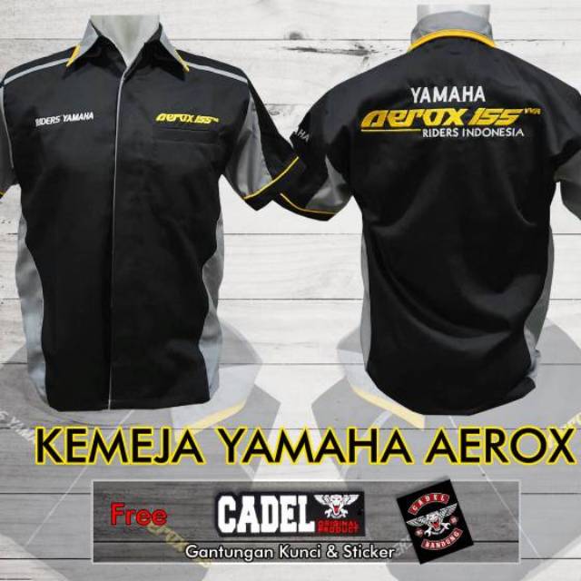 Kemeja AEROX Baju Otomotif Rider Yamaha AEROX Atasan Pria Wanita Bikers AEROX Sport hem pdh