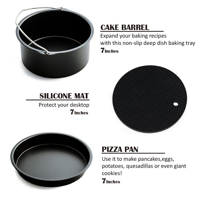 Satu Set Alat Masak Perlengkapan Air Fryer 7 in 1 Anti Lengket Bahan Silikon