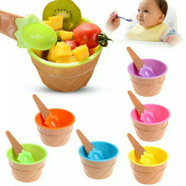 Mangkok Es Krim Ice Cream Bowl Set Dessert Bowl Salad Bowl Set Mangkok dan Sendok