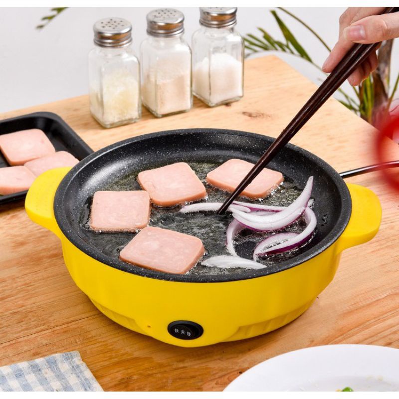 BAYAR DI TEMPAT Panci Elektrik Panci Listrik Multifungsi Serbaguna Plus Kukusan Lapisan Keramik PANCI YS-18B Korean Mini Pan Fried BBQ Grill Elektrik