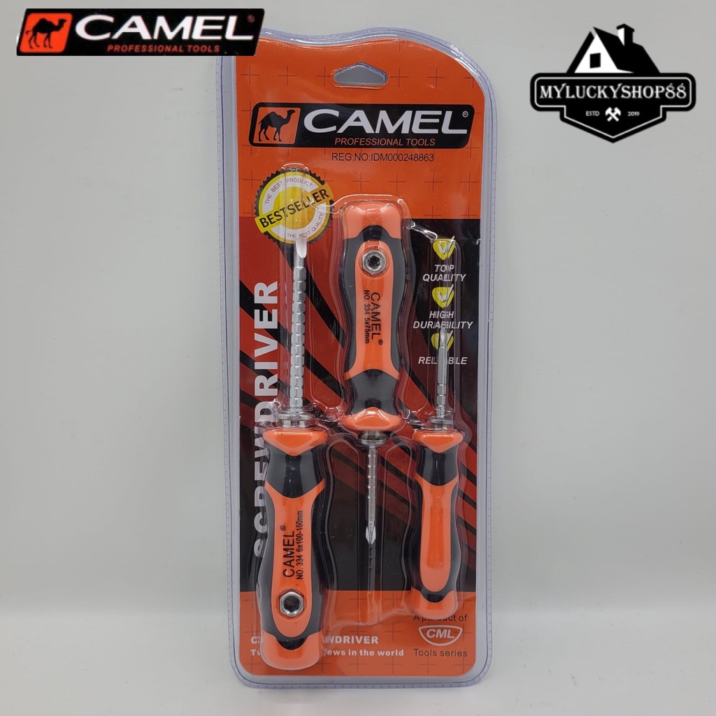 Camel Set Obeng Flexible 3 Pcs Panjang Pendek Plus + Minus - Fleksibel