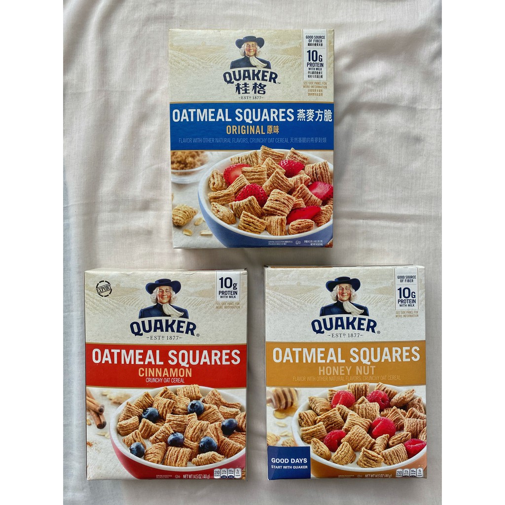 Quaker Oatmeal Squares Crunch Oat Cereal 411gr / Snack Impor USA