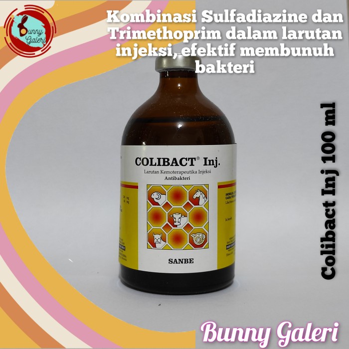 Jual Antibiotik Sulfadiazine dan Trimethoprim COLIBACT INJ kemasan 100 ml (BERKUALITAS) Shopee