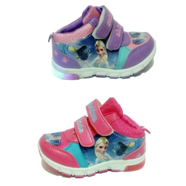 🔥 sepatu anak elsa frozen perempuan cewek cewe wanita lampu led nyala import