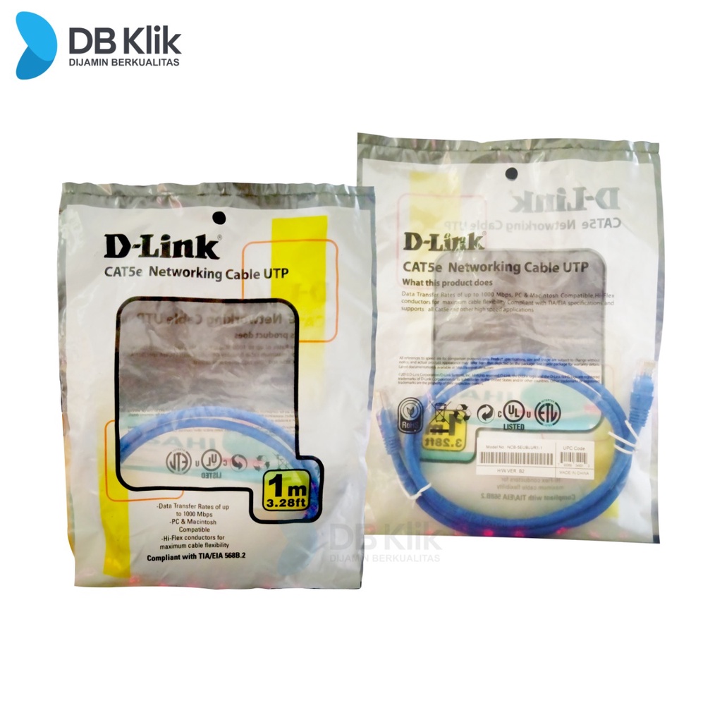 Patch Cord Kabel LAN RJ45 D-Link Cat 5e 1M-Kabel UTP DLink 1Mter Cat5e