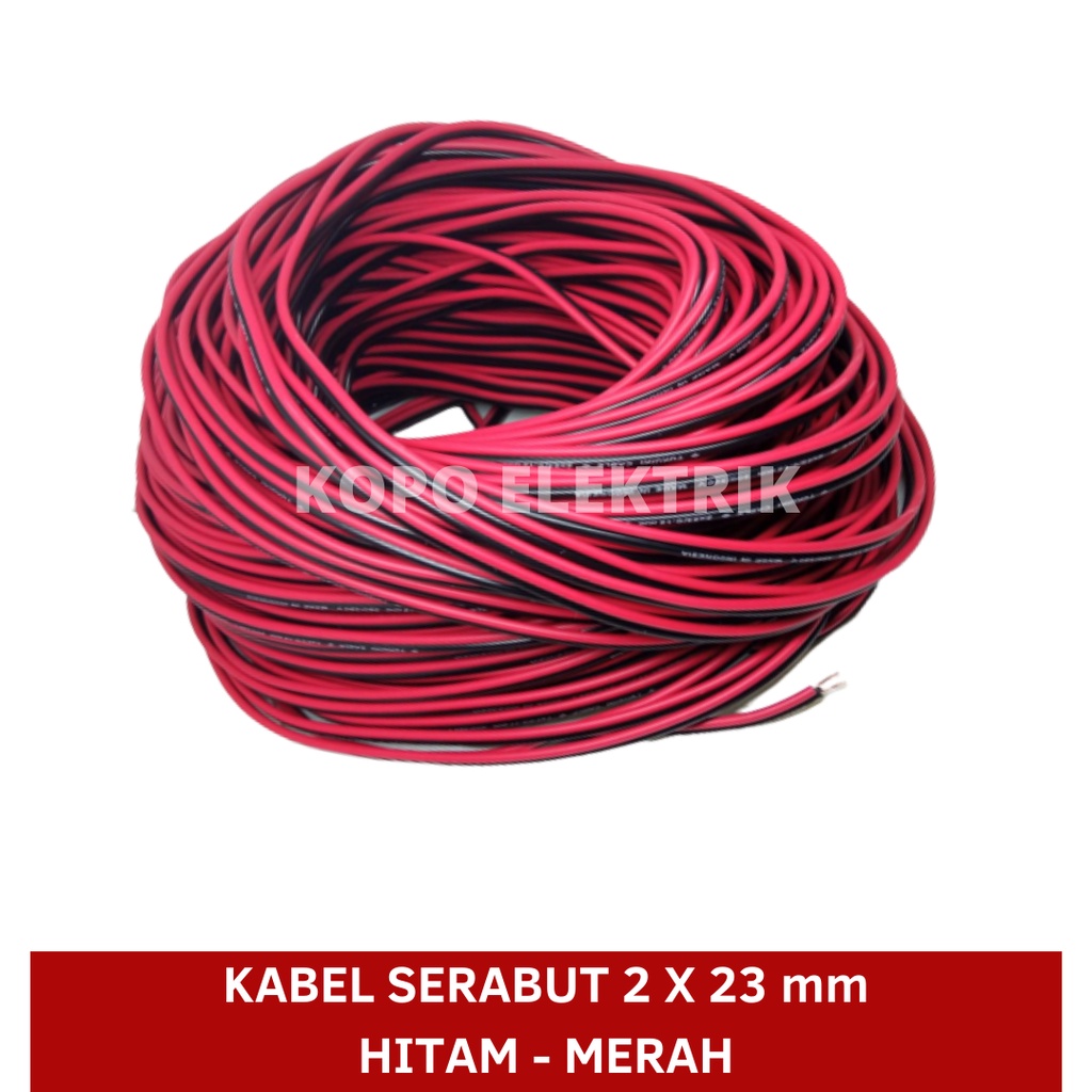 Kabel Serabut 2x23 / 0.12mm Meteran - Hitam Merah