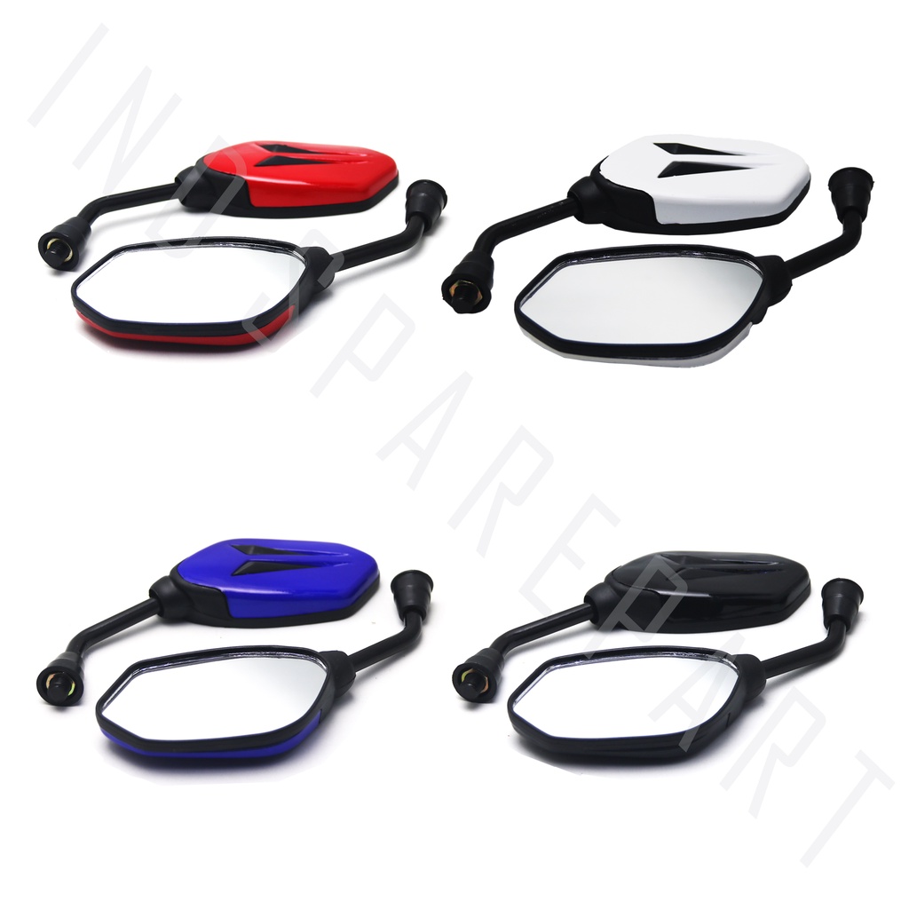 Spion-Sepion-Kaca Mirror-Cermin Kiri Kanan Set Variasi S02 Semua Jenis Motor Honda Drat Kanan Baut 14 Putih-Merah-Biru-Hitam Beat/Vario/Scoopy/Spacy/Revo/Grand/Supra/PCX/Tiger/CB 100/Blade/Legenda