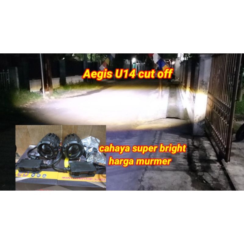 lampu sorot tembak led Aegis U14 cahaya cut off motor dan mobil 2pcs lampu