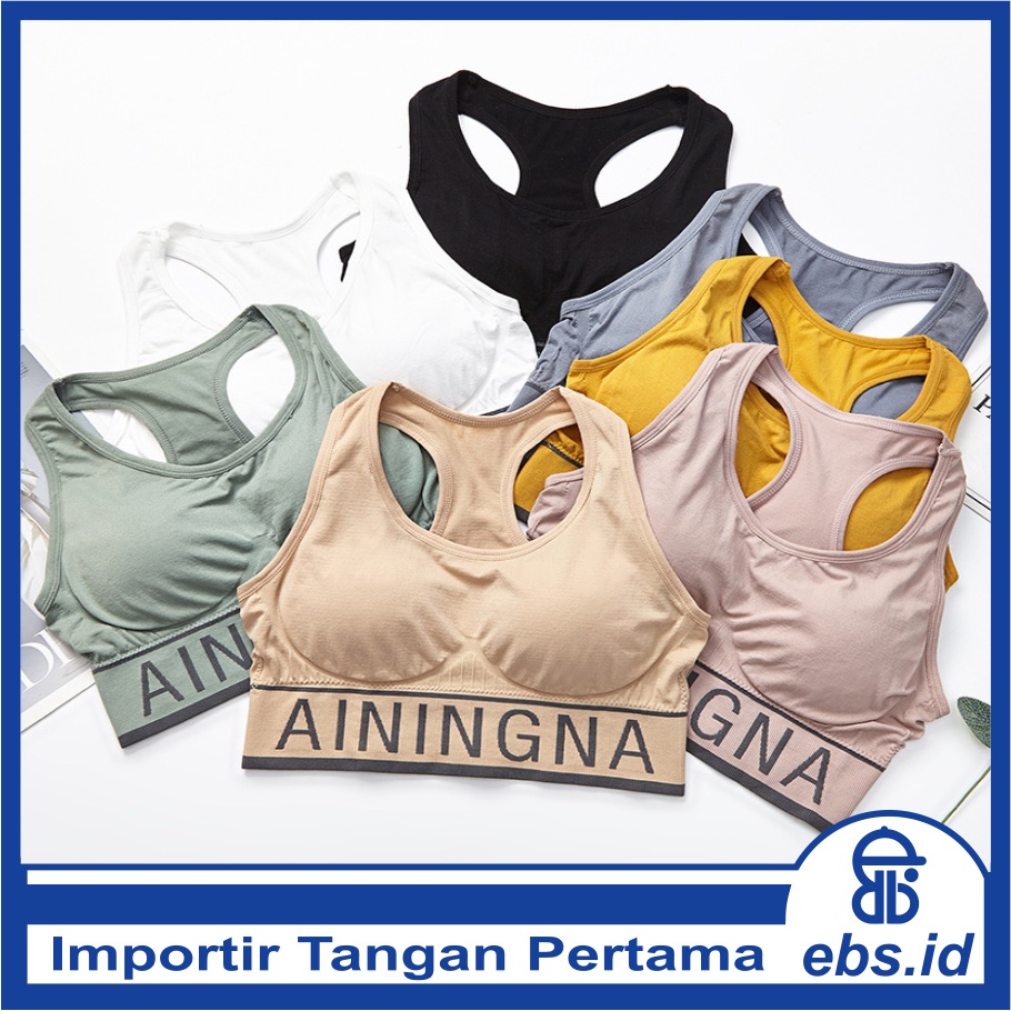 𝐄𝐁𝐒 ✅ PW110 Sport Gym Bra Wanita Sport Crop Top Seamless Kebugaran Olahraga Import COD