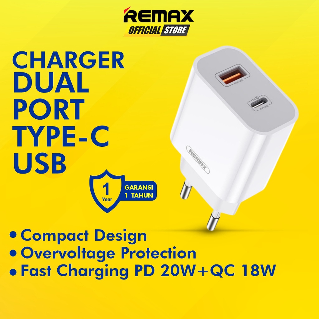 Remax Surie RP-U68 Charger Adapter 2 Port Fast Charging 20W Original