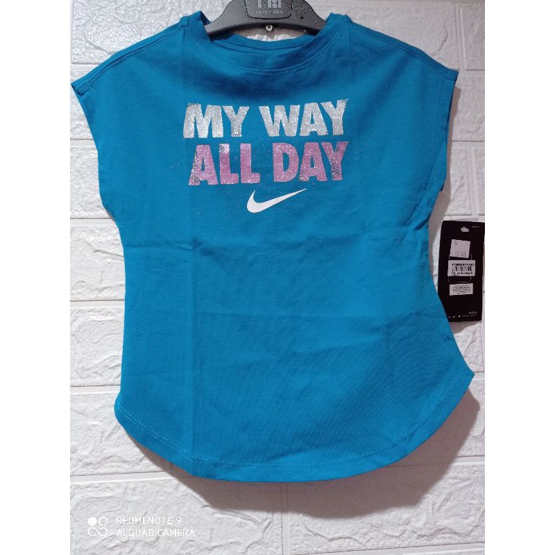 SALE KAOS ANAK PEREMPUAN NIKE KIDS MY WAY ALL DAY BLUE ORIGINAL