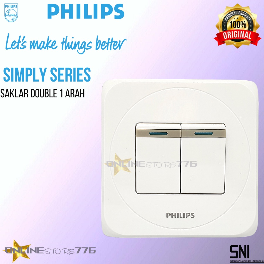 Saklar Double PHILIPS Simply 2 Gang 1 Way / Saklar Double Seri Ganda