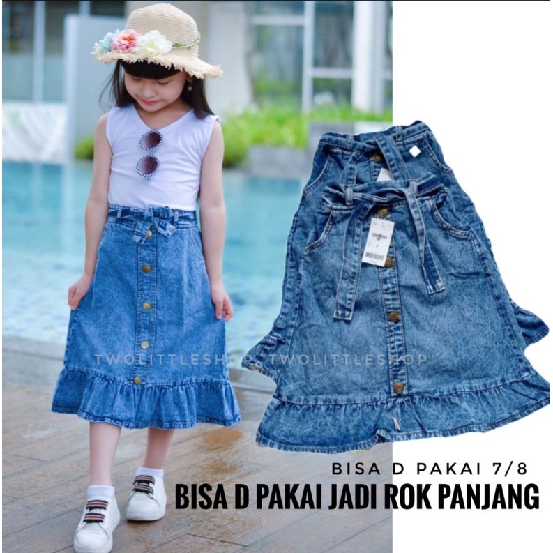 Rok jeans anak panjang