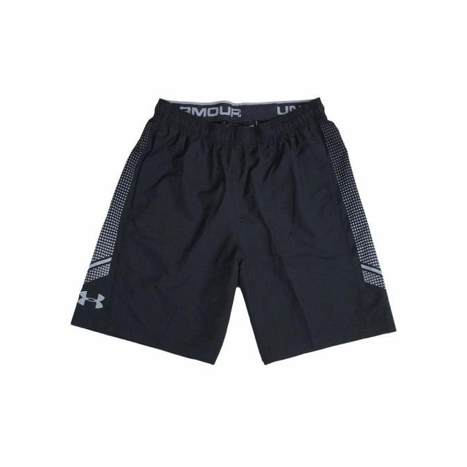 celana pendek under armour motif original - hitam - hijau, S