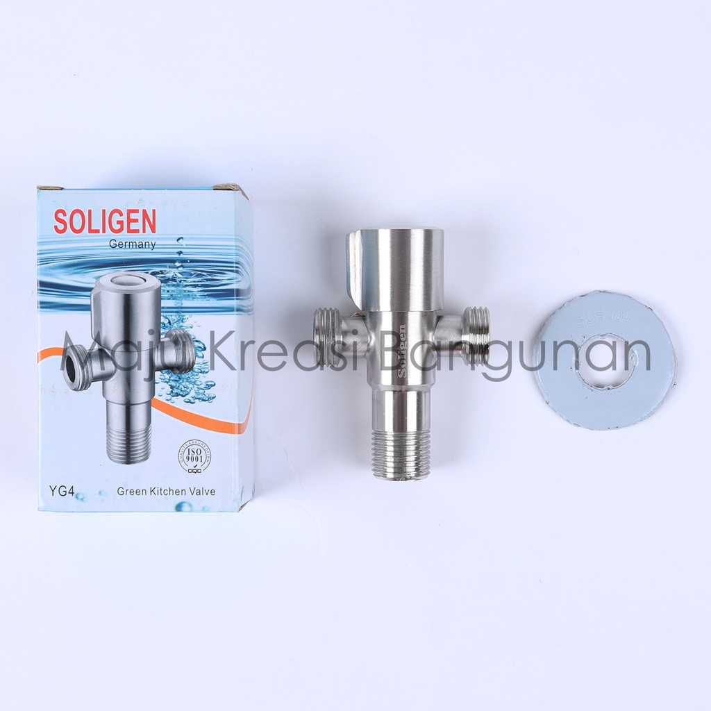 Stop Kran Kloset 2 Cabang Double Stainless Jet Shower Soligen SUS304 YG4 Kamar Mandi Model T Tee