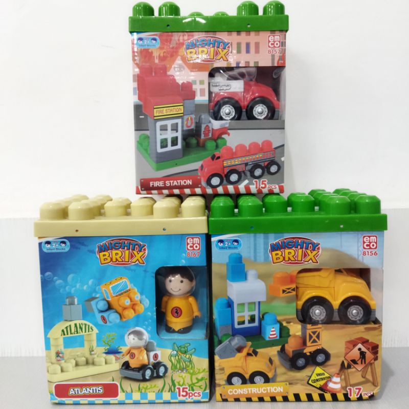 ori original emco mighty brix 8156 8157 8167 fire station atlantis construction mainan balok anak laki cowok cewek perempuan brick bricks bloks block blocks montessori bayi baby balita kado hadiah ultah muaguek mua guek gift mega jumbo