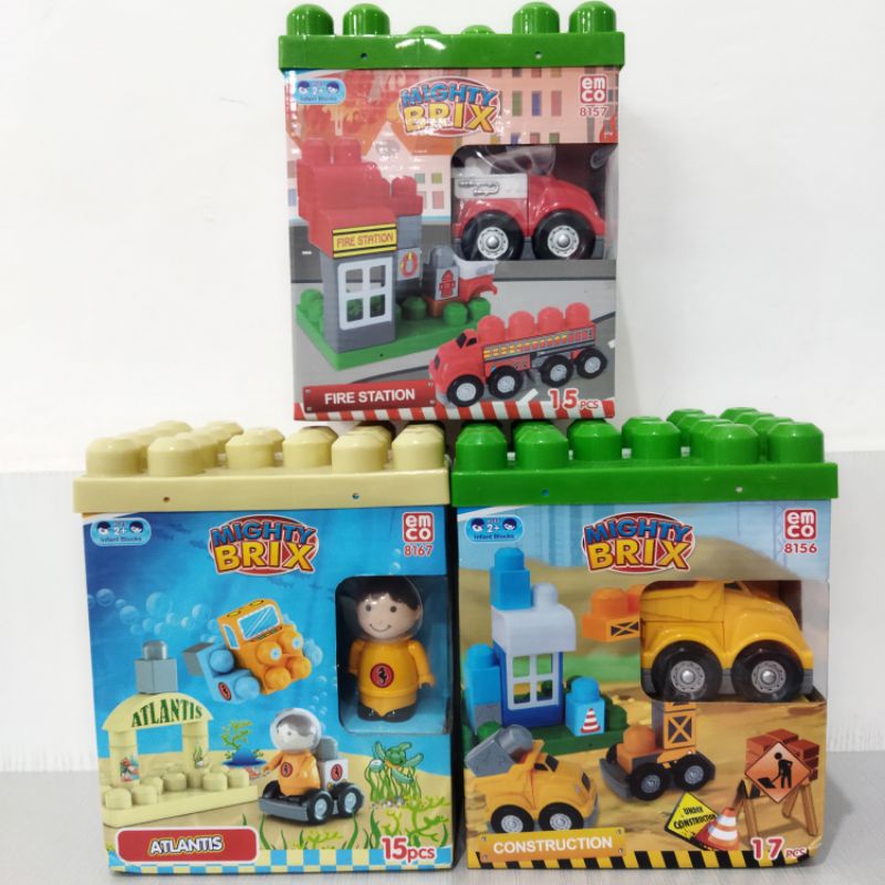 ori original emco mighty brix 8156 8157 8167 fire station atlantis construction mainan balok anak laki cowok cewek perempuan brick bricks bloks block blocks montessori bayi baby balita kado hadiah ultah muaguek mua guek gift mega jumbo