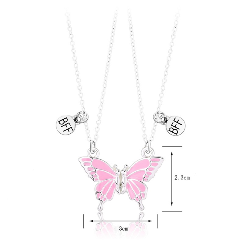 2pcs / Set Kalung Magnet Butterfly BFF Untuk Pria Dan Wanita