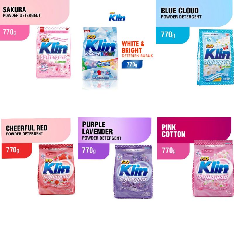 Soklin Bubuk Detergent 770 Gram Murah / Soklin Softergent 770 Gram Murah / So Klin Detergent 770