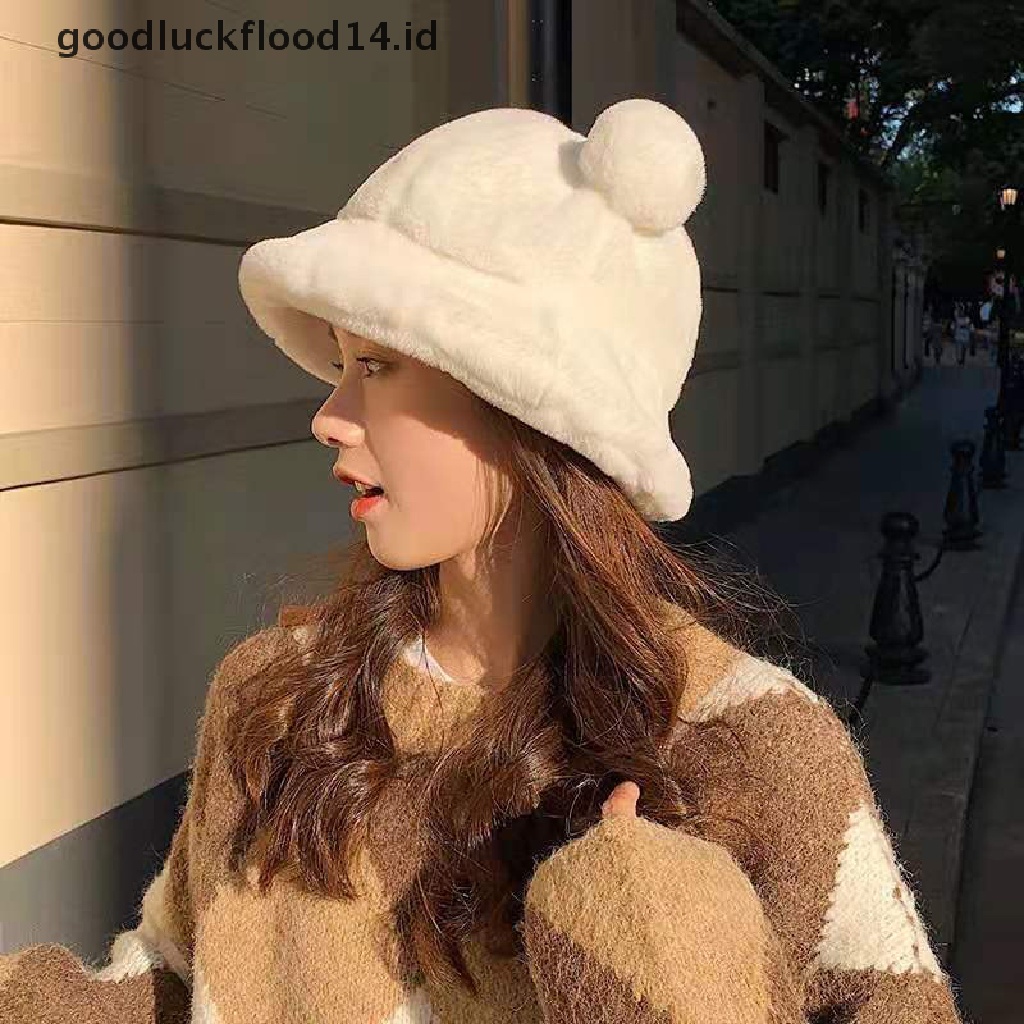 [OOID] Fashion Plush Fisherman Hat Soft Warm Thick Basin Hat Protection Bucket Hats ID