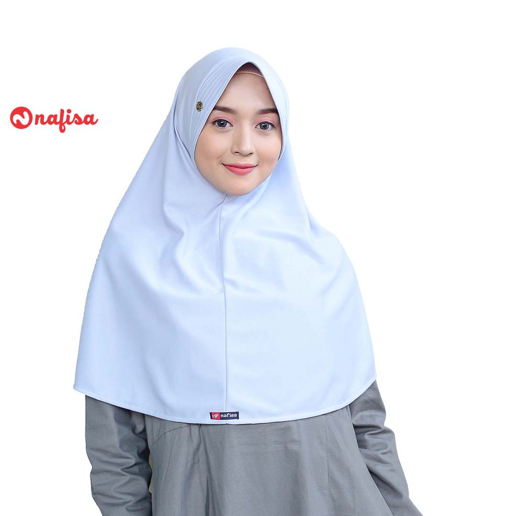 Jilbab PROMO !! JIlbab Instan Bergo Nafisa ASHA | Hijab Jumbo Kaos Instan Khimar Syari Bergo Kerudung Instan Kaos Polos Panjang-ABU MUDA