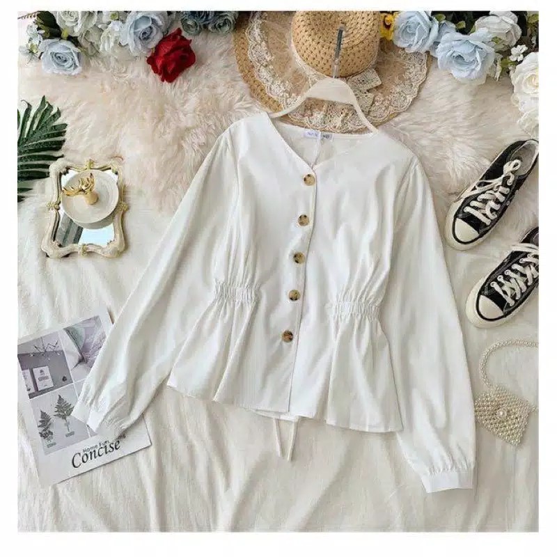 DISKON POKA TOP - blouse korea / korean style / daily blouse / blouse hits / grosir blouse