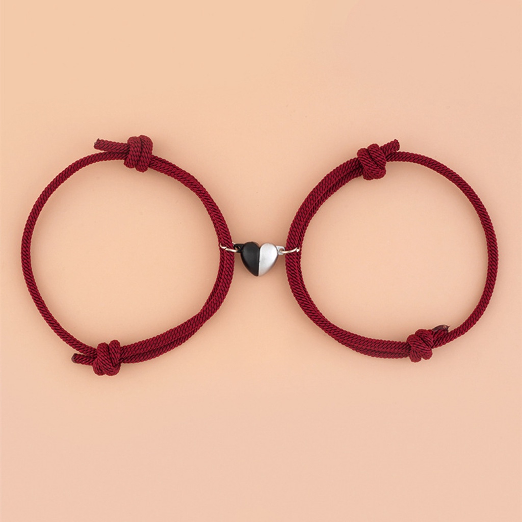 Hu Hu Hu Hu Hu Alat Bantu Pasang Kacamata♡ 2pcs / Set Gelang Tali Magnetik Liontin Hati Tahan Pudar Untuk Pasangan