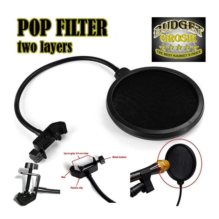 Pop Shield Filter Mikrofon Dual Layer BOP - MPF-6 - Black--TaffSTUDIO