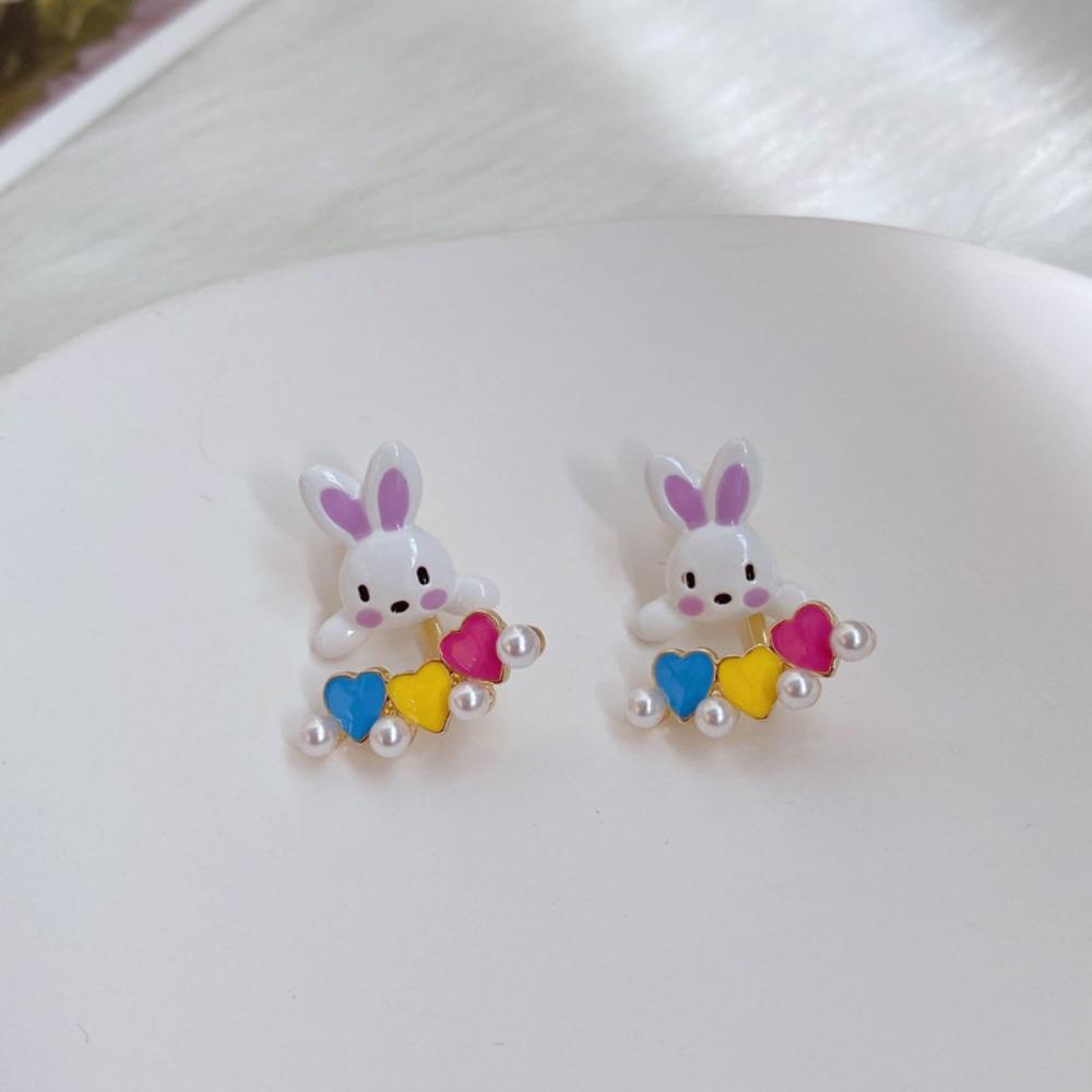 Mxbeauty Anting Perempuan Temperamen Elegan French Luxury Rabbit Sweet Menjuntai Earrings