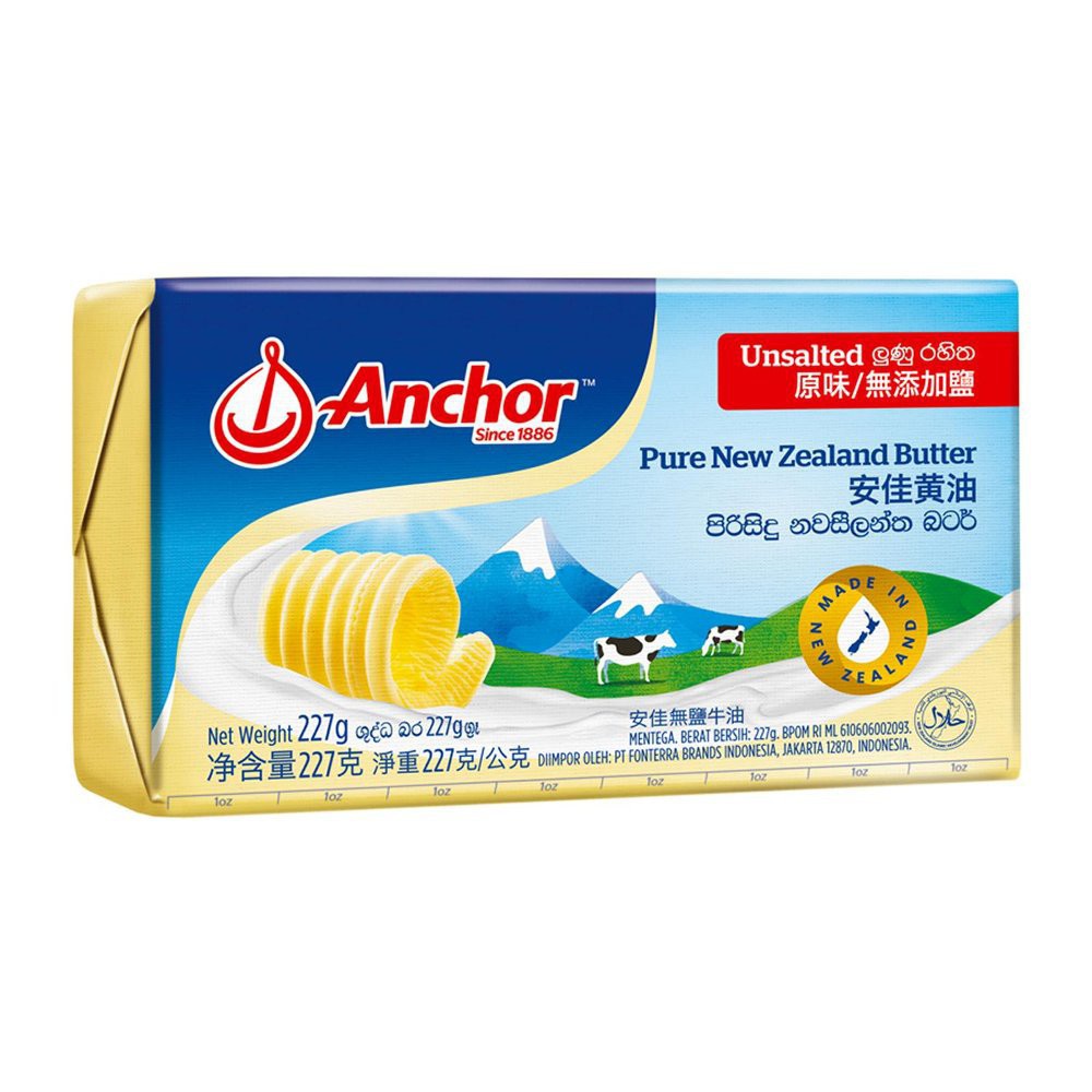 Anchor Unsalted Butter 227gr Butter Bayi Butter MPASI Penambah Nafsu Makan Anak