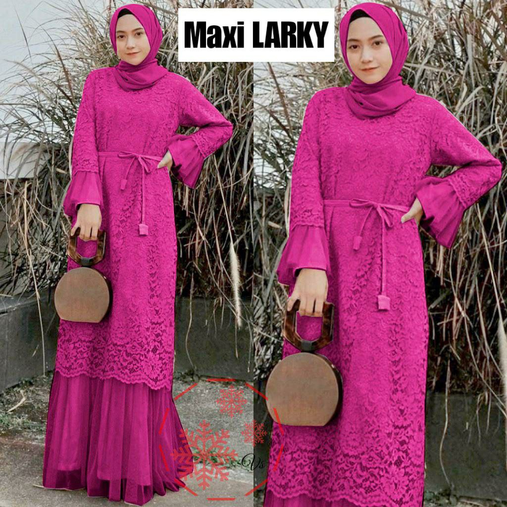 MX LARKY 2XL XL L M / FASHION WANITA GAMIS BRUKAT TALI PINGGANG 4 UKURAN PAKAIAN PESTA