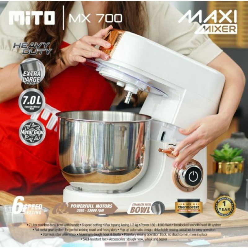 Stand Mixer Mito MX 700 7 Liter Mixer Mito Maxi 700 Mixer Jumbo Mito Pengaduk Adonan Mito Maxi