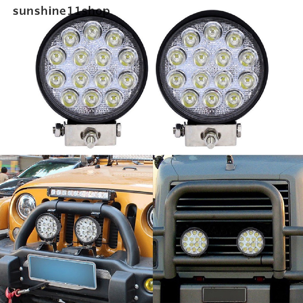 Sho 4 &quot;42W Lampu Sorot Led Bentuk Bulat Untuk Mobil Truk SUV ATV Offroad