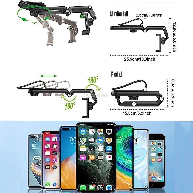 Upgrated 1080° Bracket Klip Mount Sun Visor Mobil Holder Handphone / GPS / Navigasi / Video