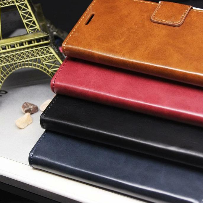 LEATHER FLIP COVER WALLET SAMSUNG A22 / A22 5G 2021 CASE CASING - COKELAT, SAM A22 5G