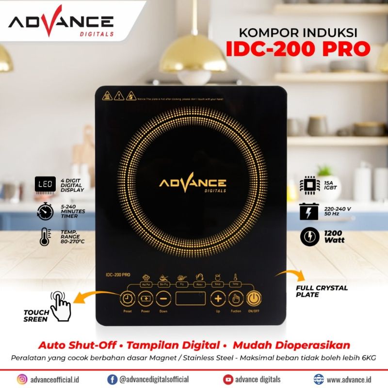 Advance Kompor Listrik Induksi Touch Screen / Induction Cooker IDC-200 / IDC-200 PRO