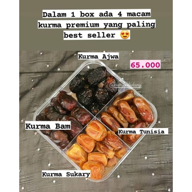 

KURMA MIX PREMIUM BEST SELLER ( Kurma ajwa , sukary , bam , tunisia )