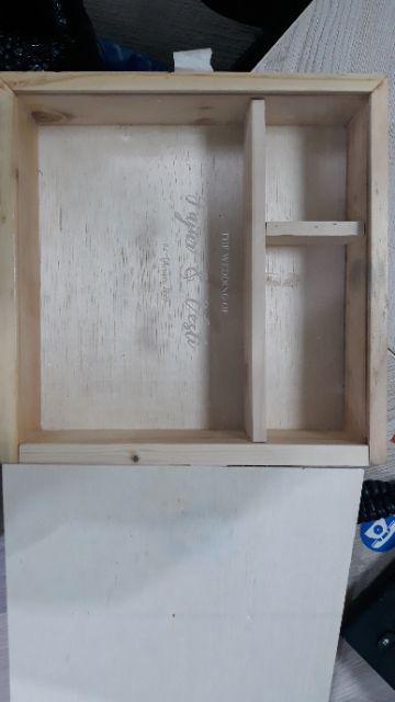 Box Cananga Kotak Kayu Pinus Tutup Akrilik Custom Ukir Nama Mahar Cincin Gelang Emas