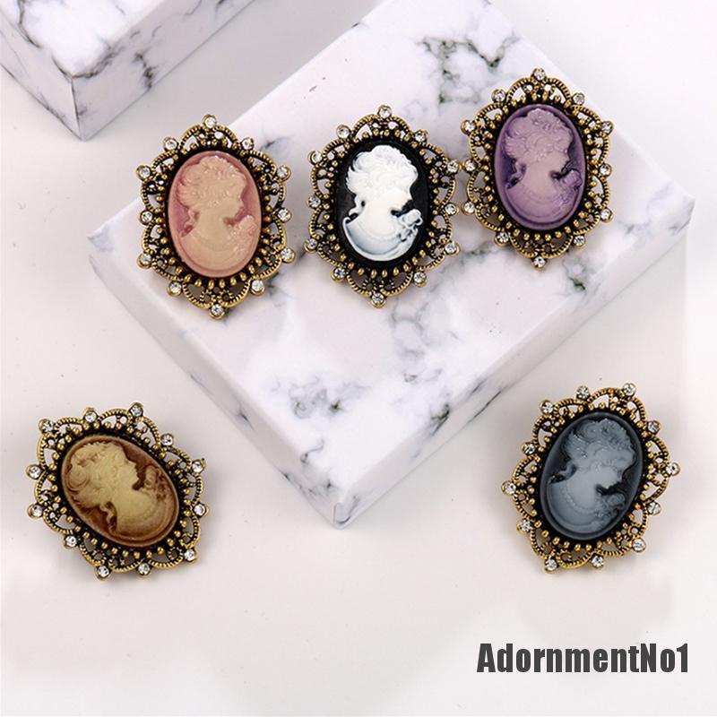 (Adornmentno1) Pin Bros Bunga Cameo Hiasan Kristal + Berlian Imitasi