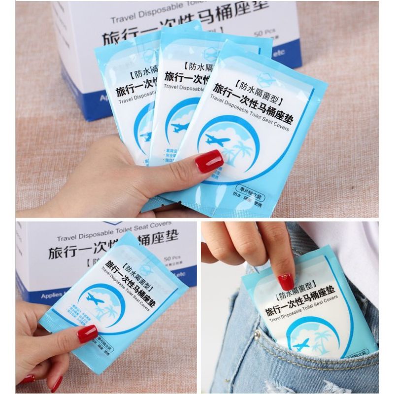 Alas Duduk Kloset Travel WC Umum Disposable Seat Cover Plastik Toilet Duduk Alas Plastik Closet Toilet Seat Cover