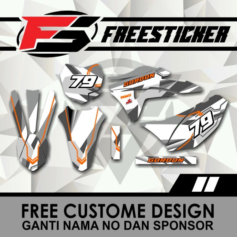 DECAL KLX GORDON WHITE GREY ORANGE ABU