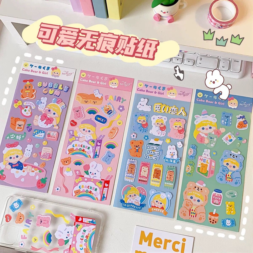 [littlecrab] Stiker 2d Tumblr Candy Princess Aesthetic Sticker PVC Korean Cute Girl Love Bear Stiker Lucu Dekorasi Gelas Diary DIY Ins Stationary Kit