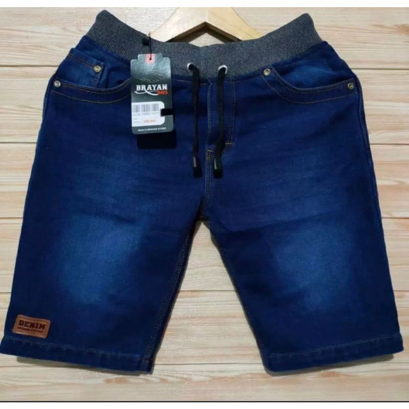 CELANA PENDEK LEVIS/JEANS PINGGANG KARET RIB BAHAN SOFT JEANS TEBAL NYAMAN DI PAKAI COCOK BUAT ACARA CASUAL DAN TONGKRONGAN