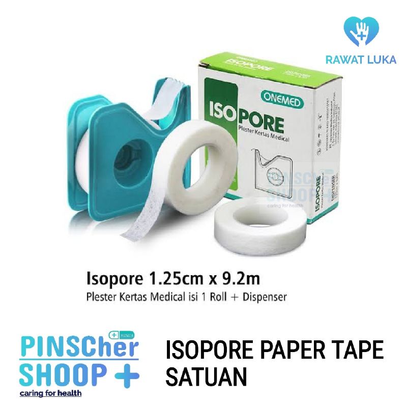 ISOPORE PLESTER KERTAS MEDICAL 1,25 x 9,2 M PAPER TAPE SEJENIS MICROPORE SATUAN