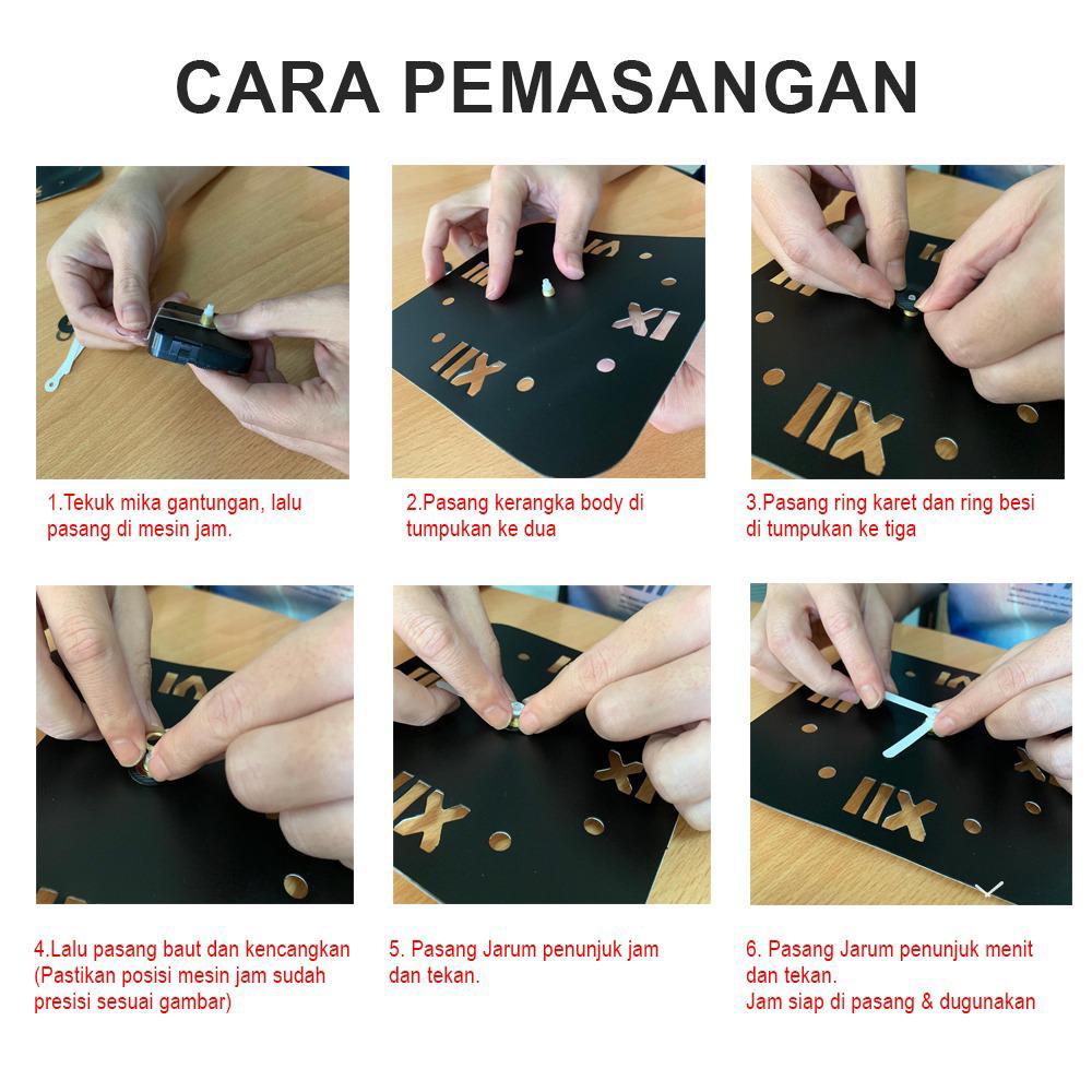 Jam Dinding 3D Diy Hiasan Dekorasi Dinding Motif Kotak Quartz Akrilik